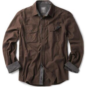 Mens   Dark Brown Mood Cotton Flannel Shirt Long Sleeve Casual Outdoor Plaid